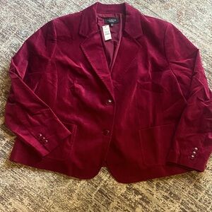 Talbots Rich burgundy red womens velvet Blazer Sz 22wp NEW 22